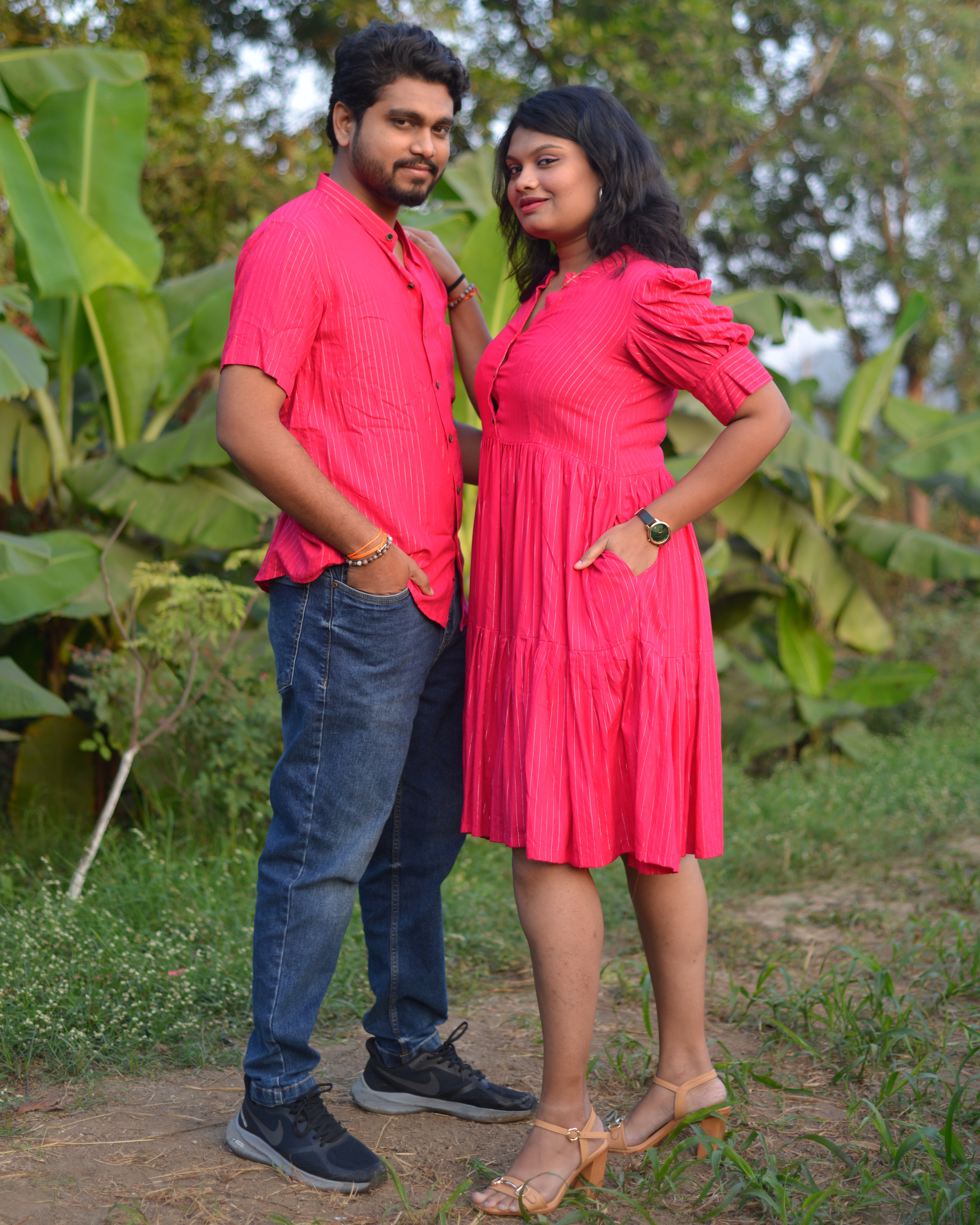 Starry Hot Pink Short Plus Size Dress Main image