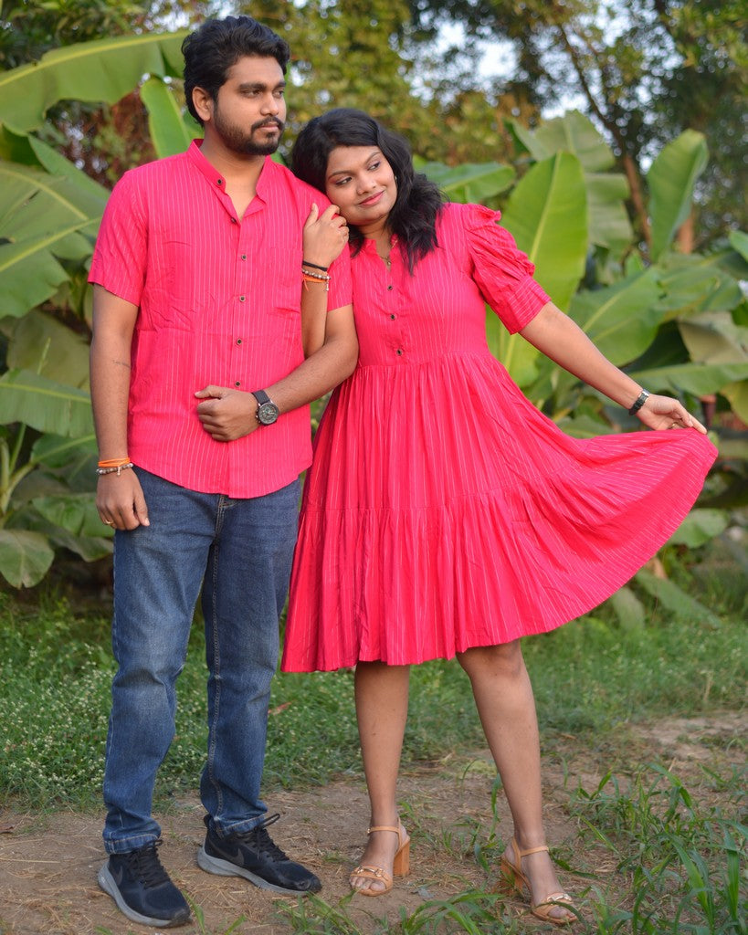 Starry Hot Pink Short Couple Set