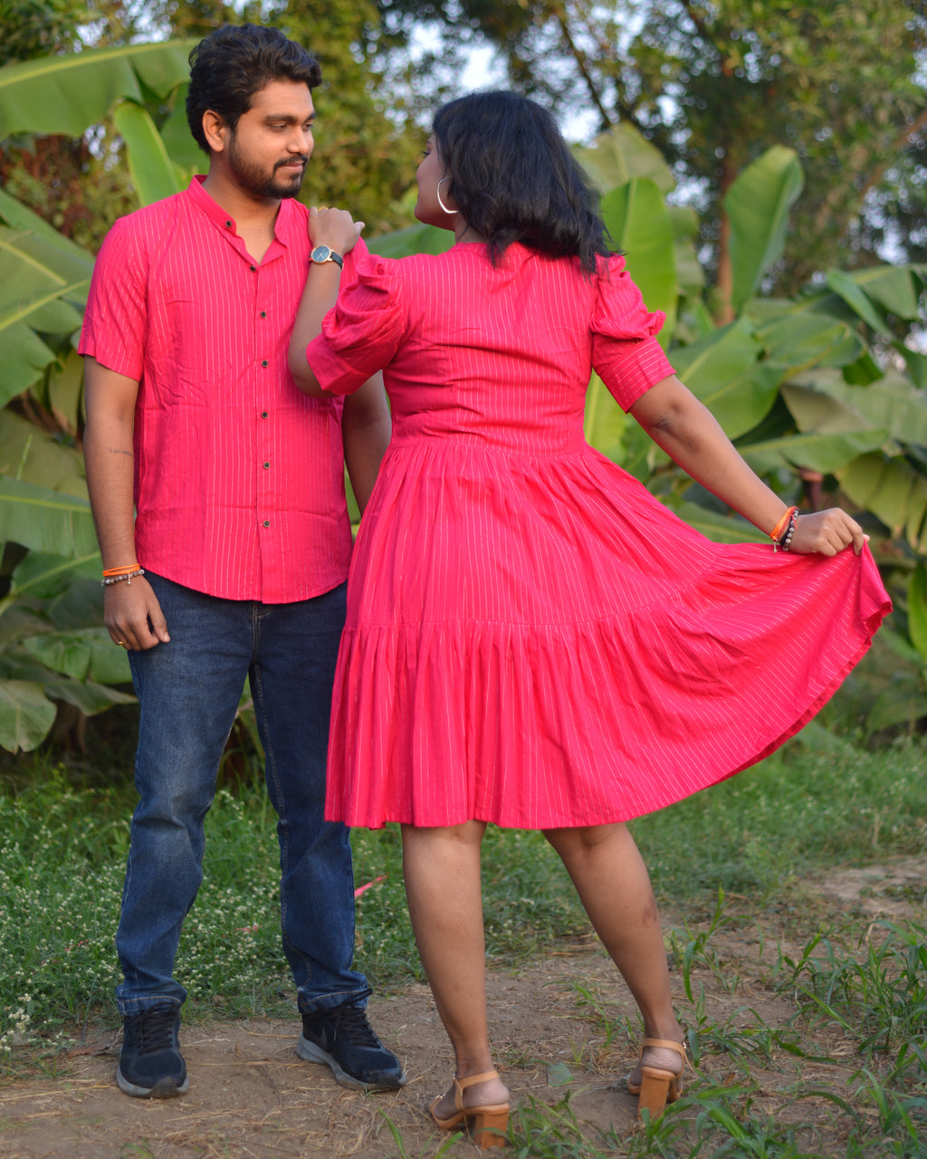 Starry Hot Pink Short Plus Size Dress