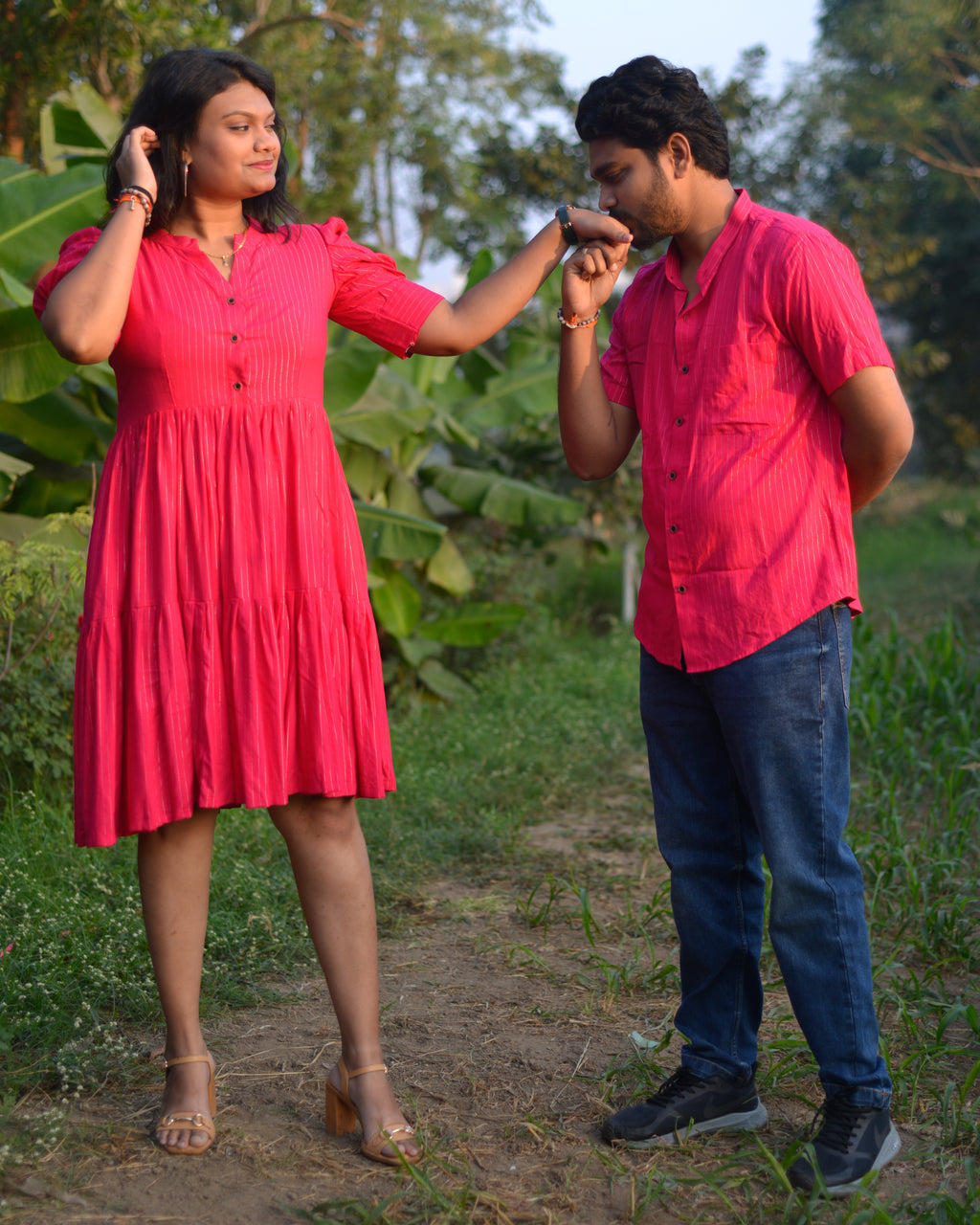 Starry Hot Pink Short Plus Size Dress