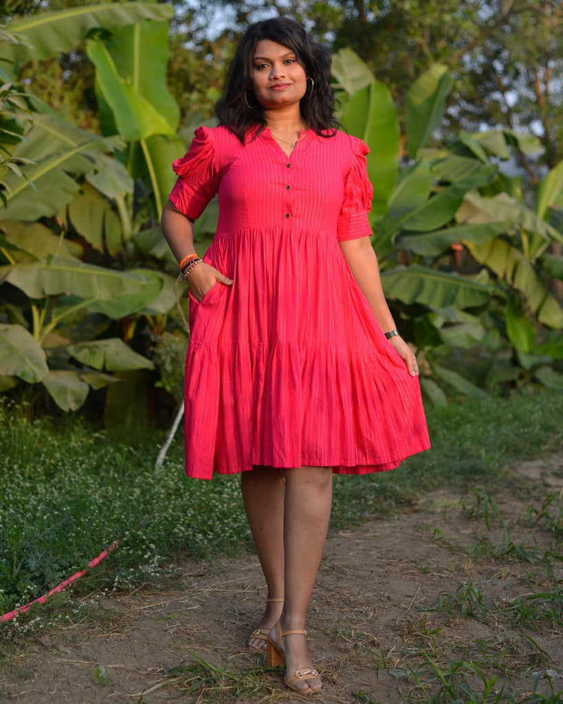 Starry Hot Pink Short Dress