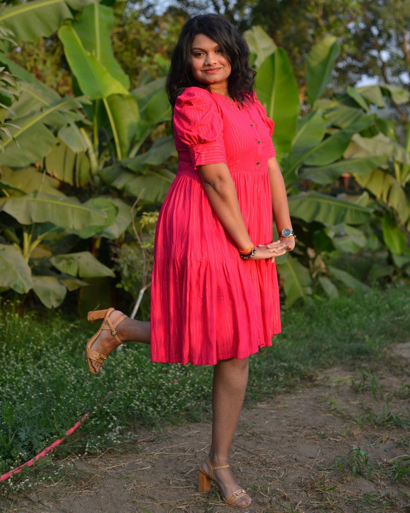 Starry Hot Pink Short Dress