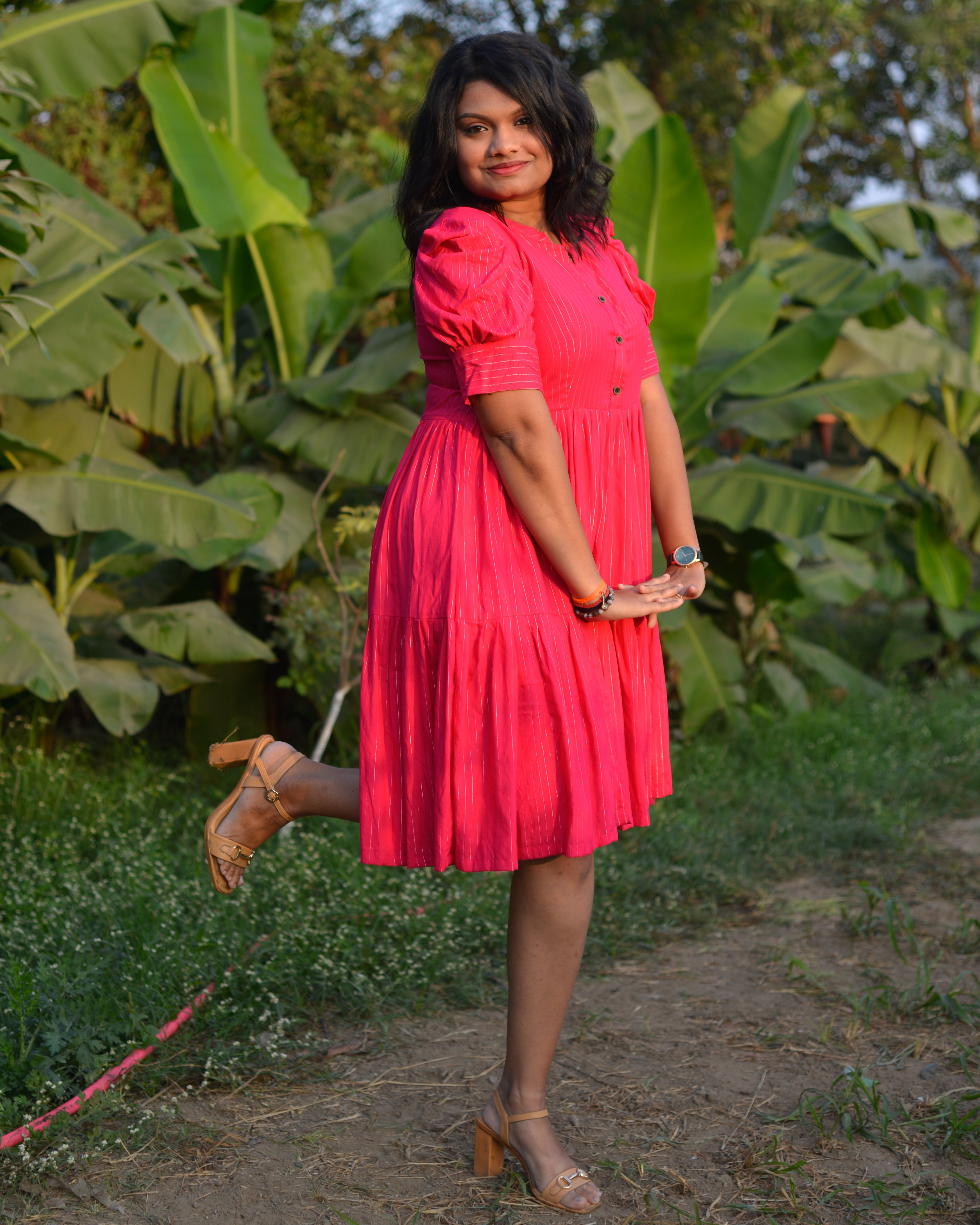 Starry Hot Pink Short Plus Size Dress