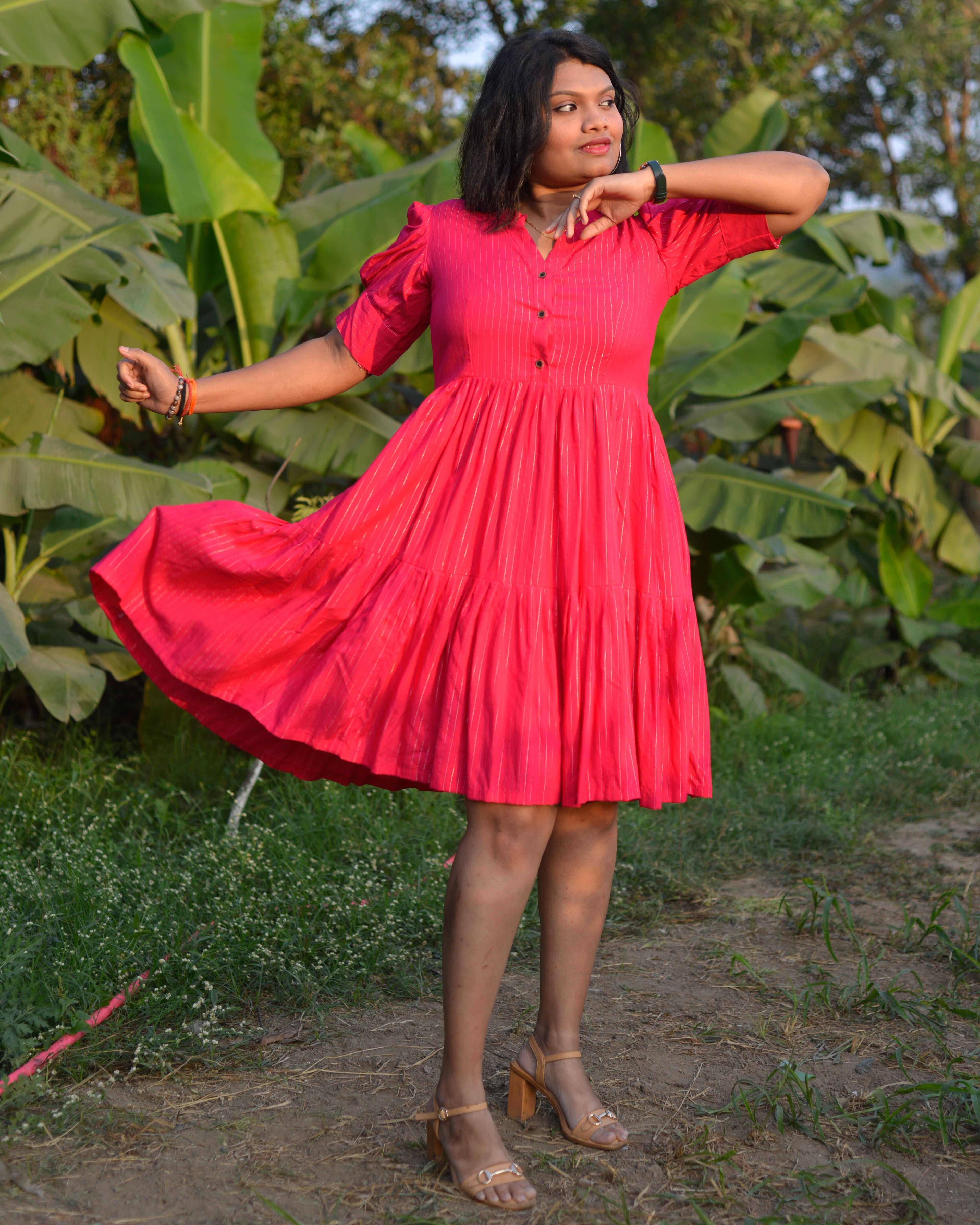 Starry Hot Pink Short Plus Size Dress