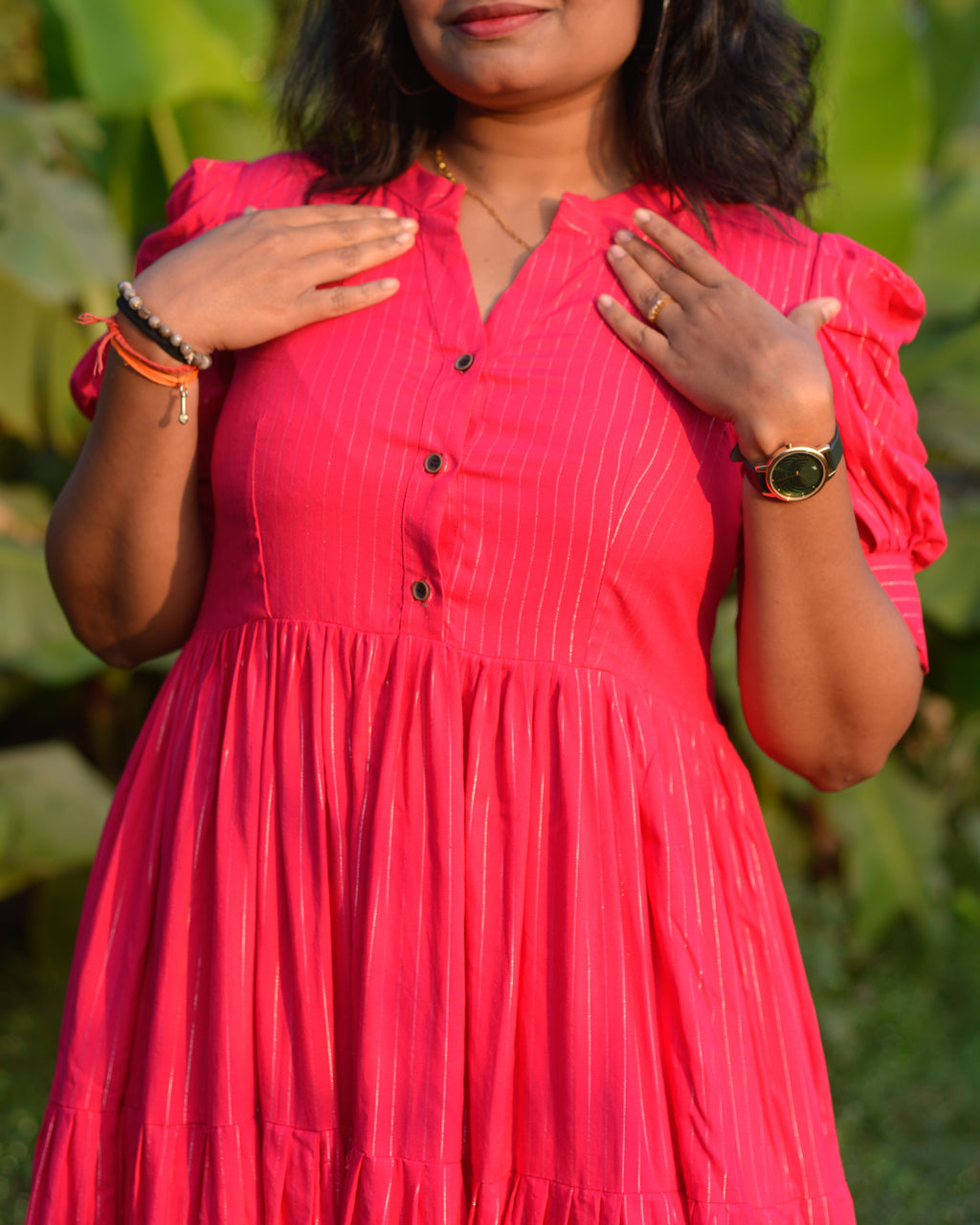 Starry Hot Pink Short Plus Size Dress