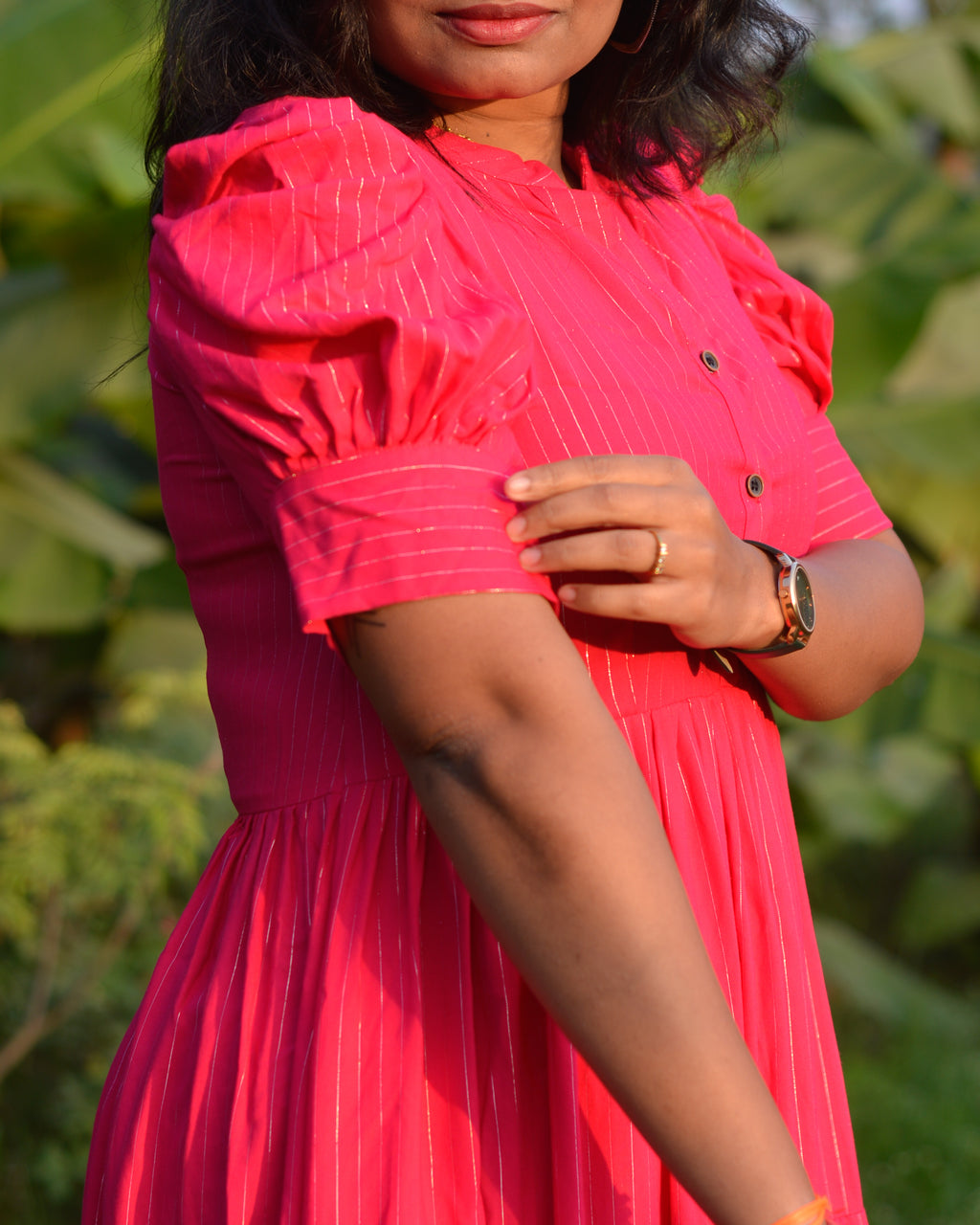 Starry Hot Pink Short Plus Size Dress