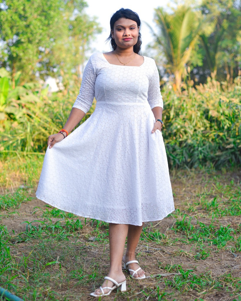 Humbly White Cutwork Dress