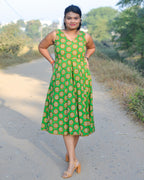 Green Pinwheel Skater Dress