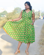 Green Pinwheel Skater Dress