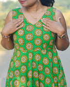 Green Pinwheel Skater Nursing Dress