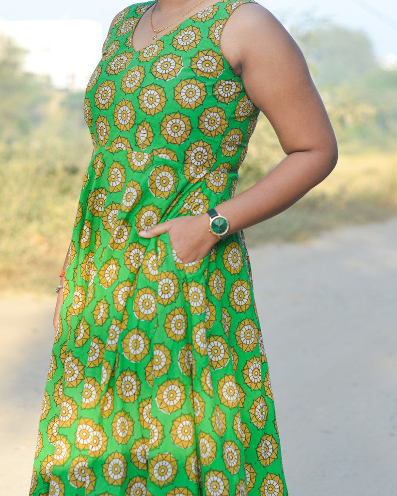 Green Pinwheel Skater Dress