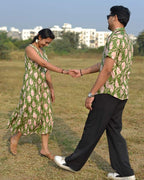 Green Kitty Long Frill Couple Set