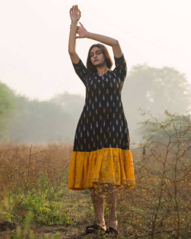 Bumblebee Black Ikat Frilled Dress Secondary image