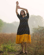 Bumblebee Black Ikat Frilled Dress
