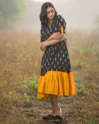 Bumblebee Black Ikat Frilled Dress