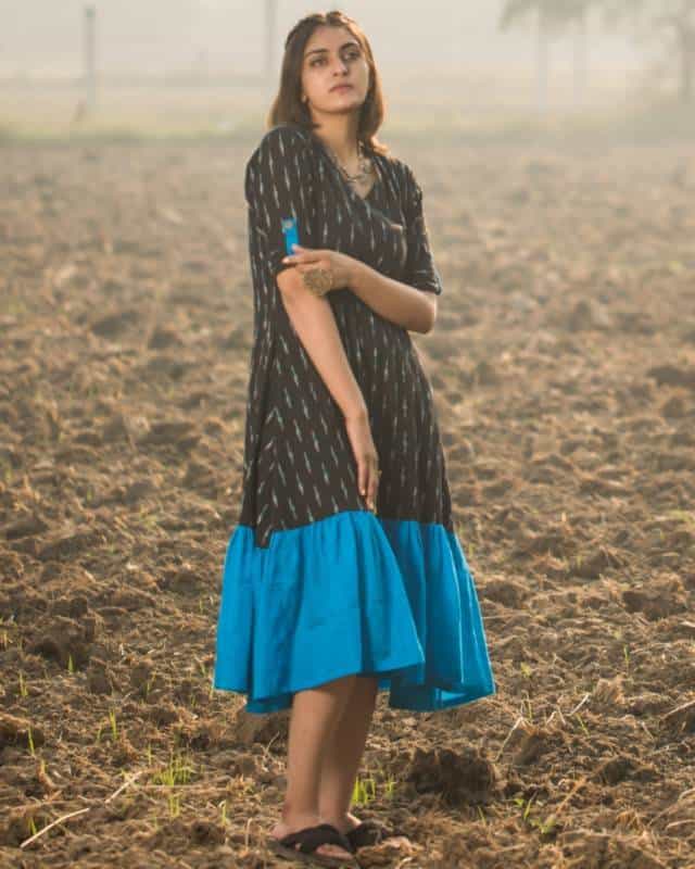 Ocean Black Frill Nursing Dress