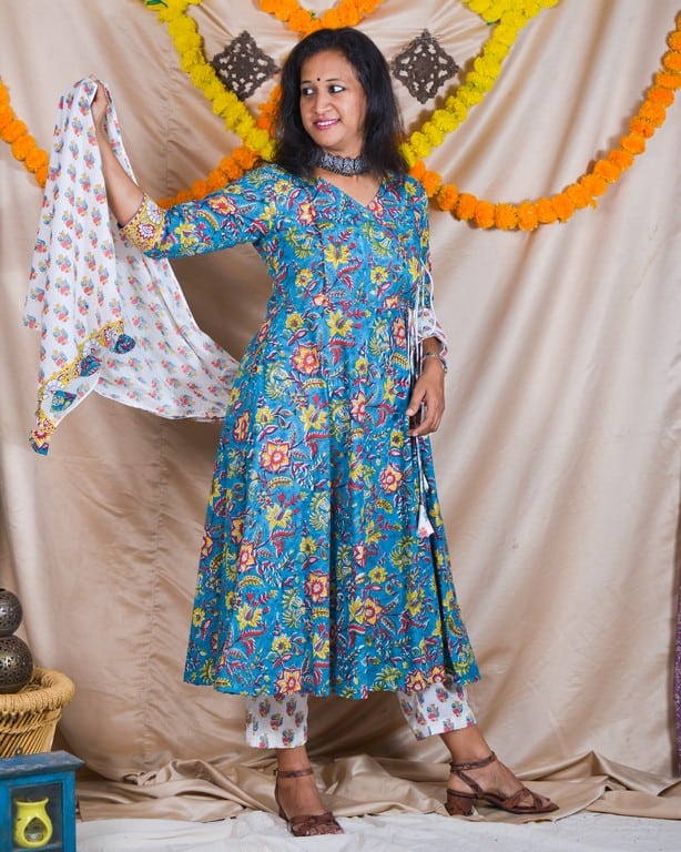 Turquoise Lily Angrakha Maternity Set