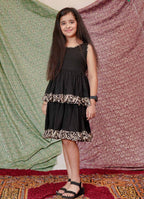Black Aztec Flair Kids Dress