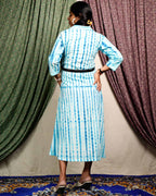 Blue Shibori Punch Maternity Dress