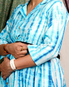 Blue Shibori Punch Maternity Dress