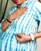 Blue Shibori Punch Maternity Dress