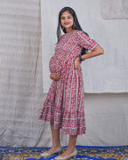 Maroon Red Pinnacle Maternity Dress