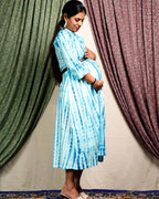 Blue Shibori Punch Maternity Dress