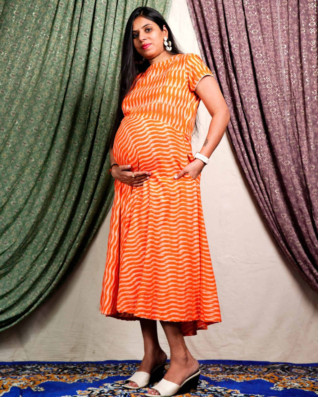 Arctic Orange Maternity Dress