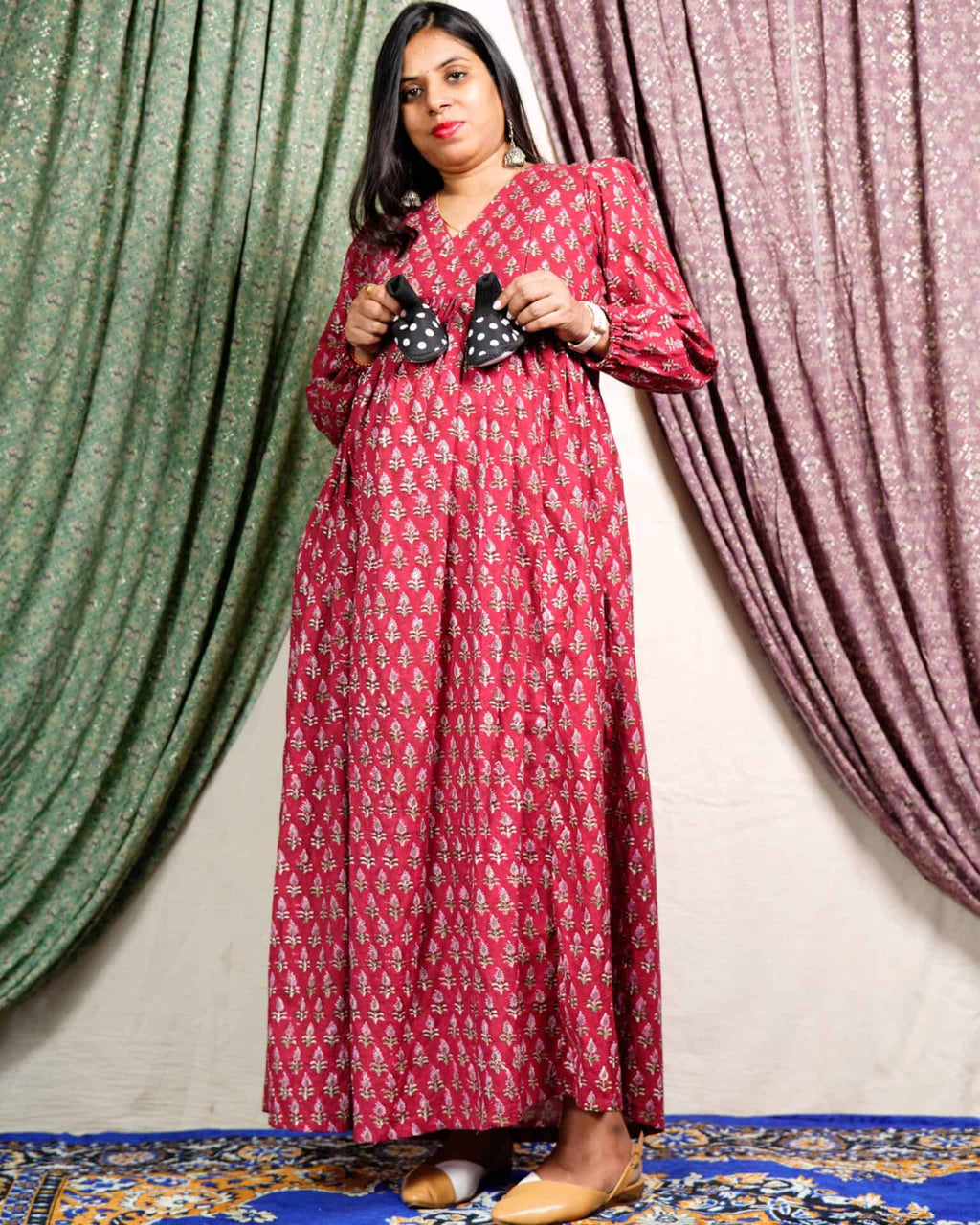 Crimson Maroon Maternity Dress