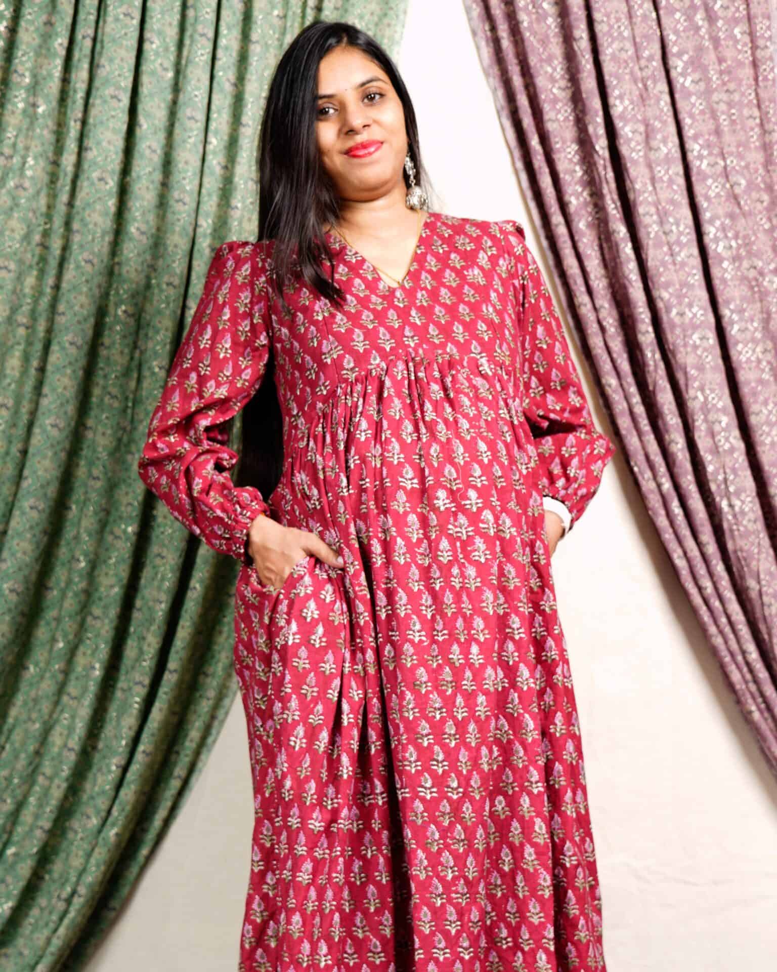 Crimson Maroon Maternity Dress