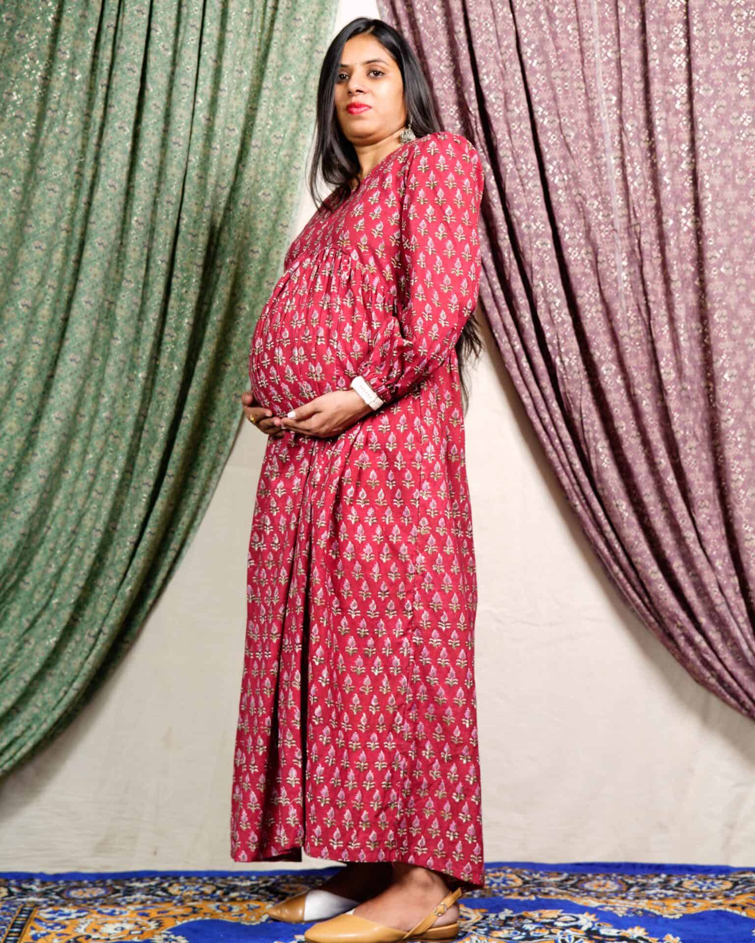 Crimson Maroon Maternity Dress