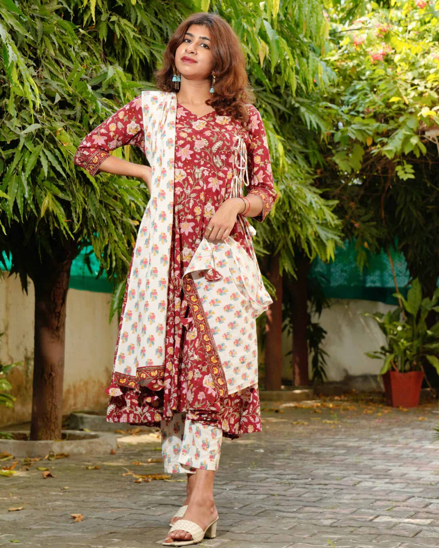 Maroon Lily Suit Set (Set of 3)