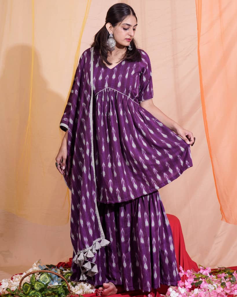 Purple Aster Sharara Set