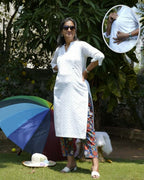 White Cutwork Straight Maternity Kurta