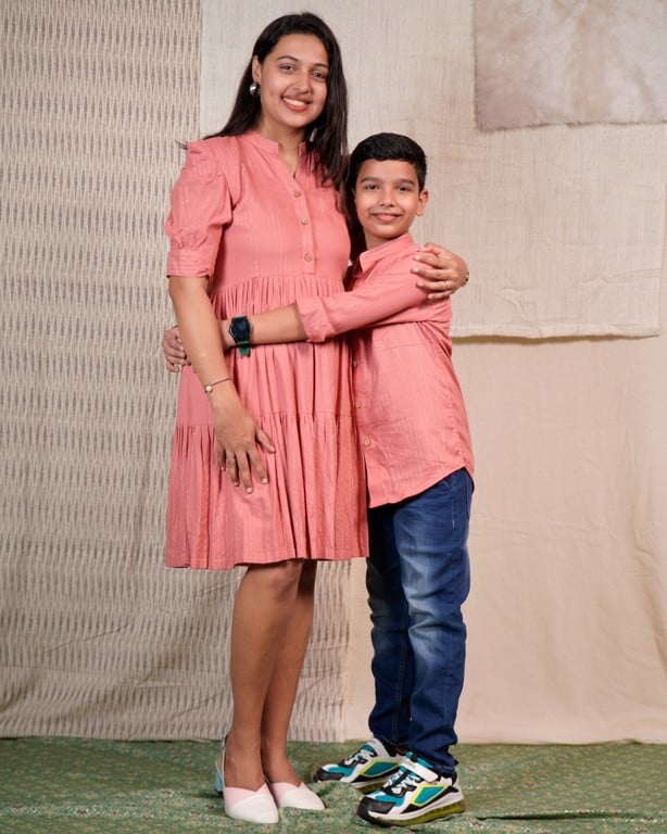 Starry Pink Mother Son Twinning