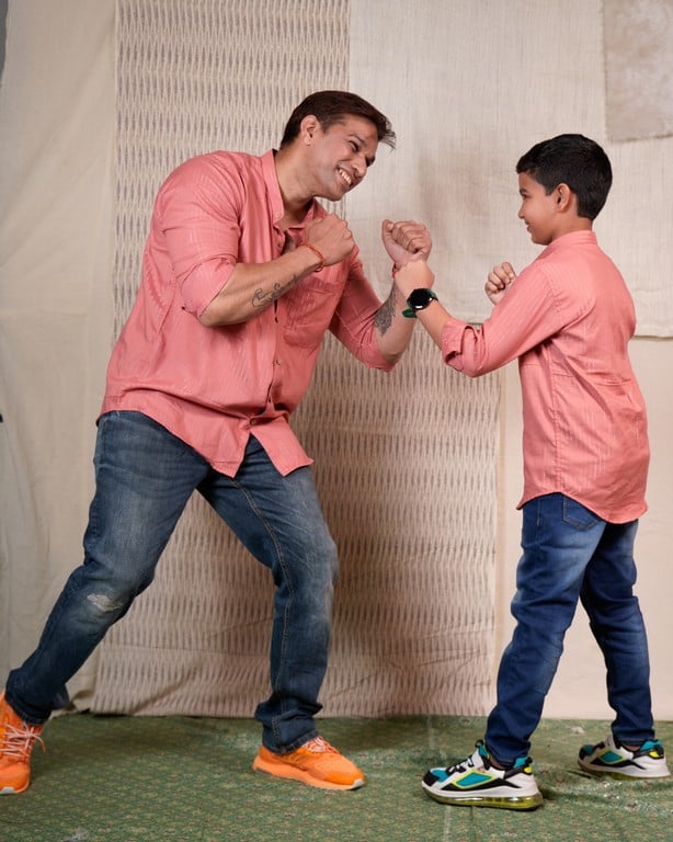 Starry Pink Father Son Twinning