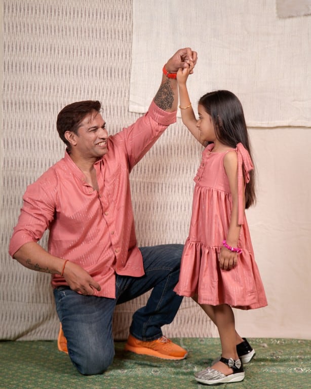 Starry Pink Father Daughter Twinning