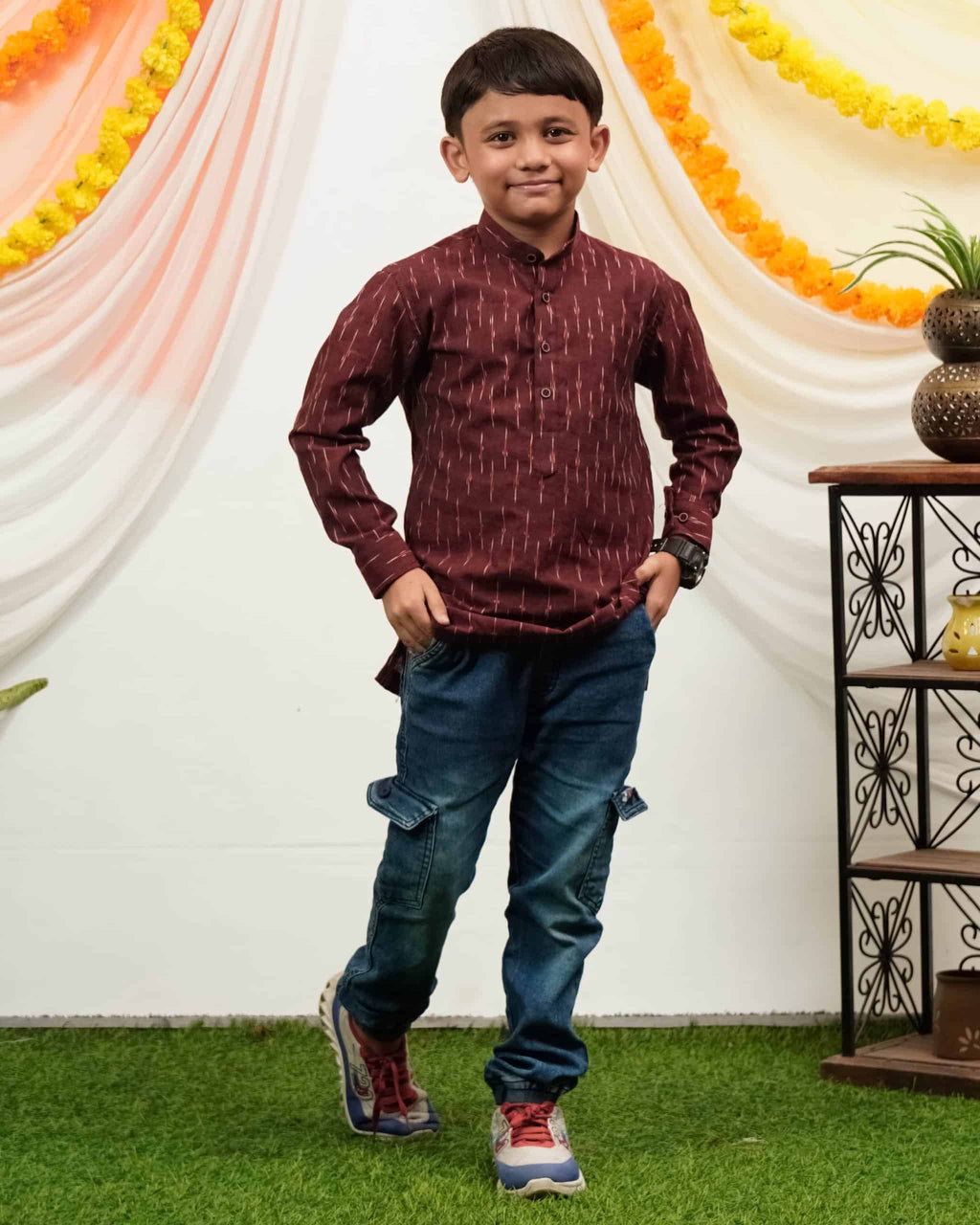 Maroon Glorious Kids Kurta
