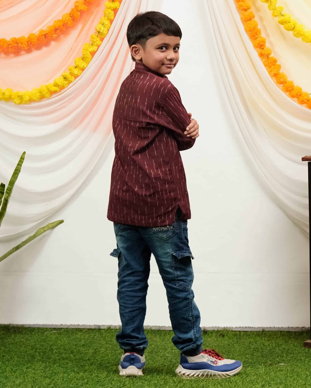 Maroon Glorious Kids Kurta