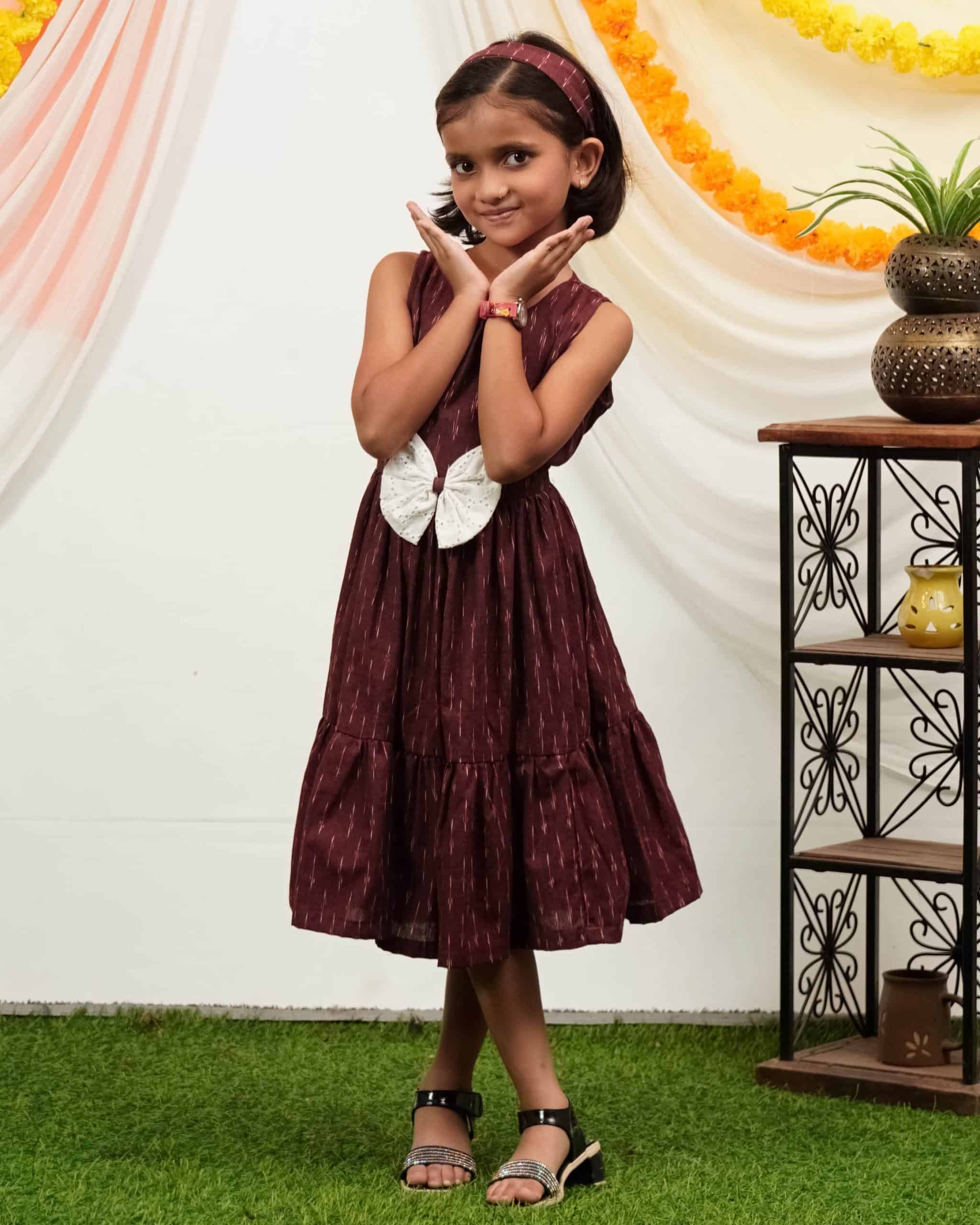 Maroon Glorious Kids Dress Secondary image