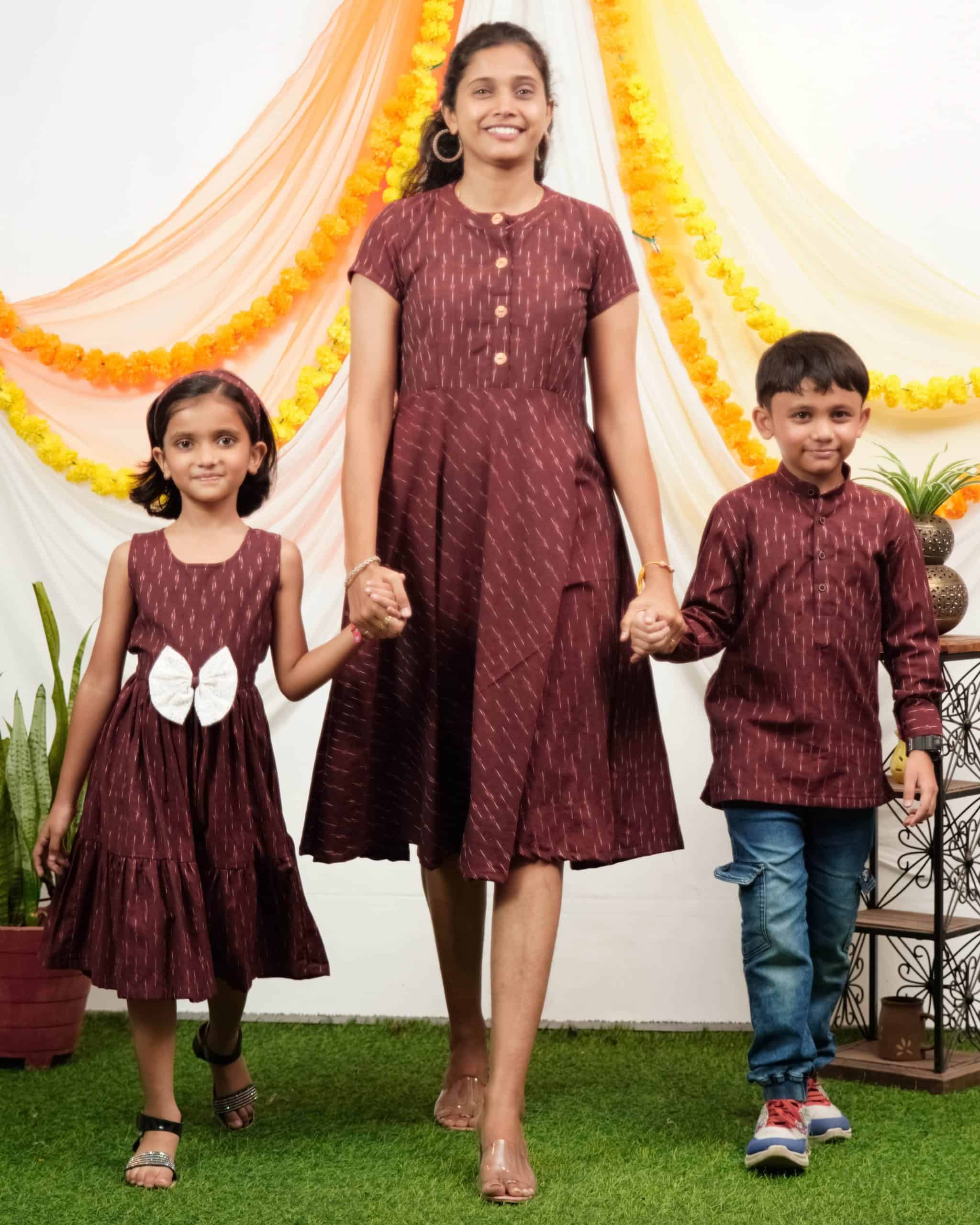 Maroon Glorious Mom Kid Twinning
