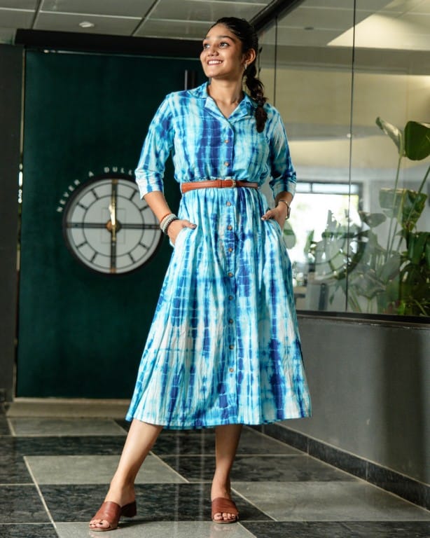 Blue Shibori Punch Dress