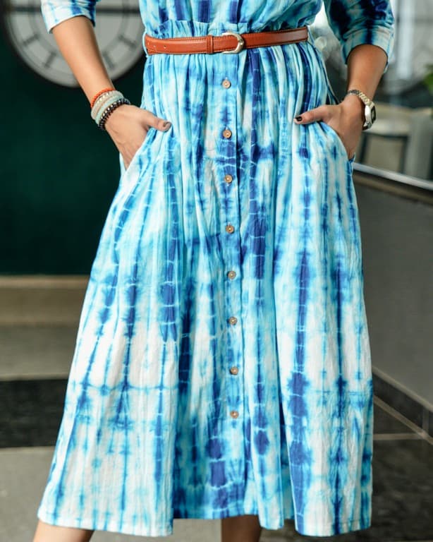 Blue Shibori Punch Dress