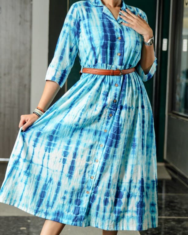 Blue Shibori Punch Dress