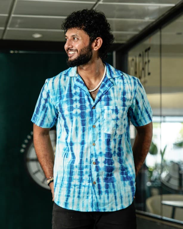 Blue Shibori Punch Shirt