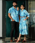 Blue Shibori Punch Couple Set