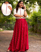 Rose Red Skirt Blouse Maternity Set