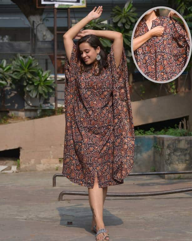 Black Maroon Blast Kaftan Nursing Dress Main image