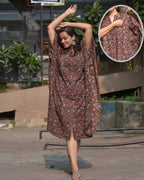 Black Maroon Blast Kaftan Nursing Dress
