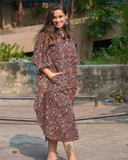 Black Maroon Blast Kaftan Nursing Dress